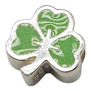 Solvar Sterling Silver Enamel Irish Shamrock Slide Charm Kids New Old Stock